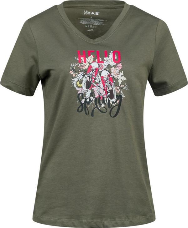 2AS Alone Baskılı V Yaka Kadın T-Shirt 402 - Image 1