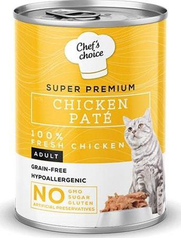 Chefs Choice Pate Chicken Tavuklu Tahılsız Ezme Yetişkin Kedi Konservesi 24 Adet 400 Gr - Image 1