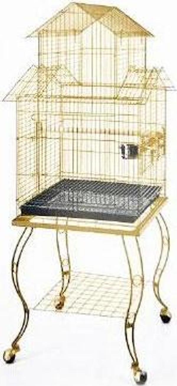 EuroGold Sehpalı Papağan Kafesi Gold 51x51x139 Cm - Image 1