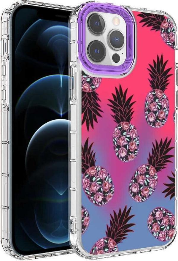 iPhone 12 Pro Max Kılıf Renkli Desenli Sert Silikon Korn Kılıf NO6 - Image 1