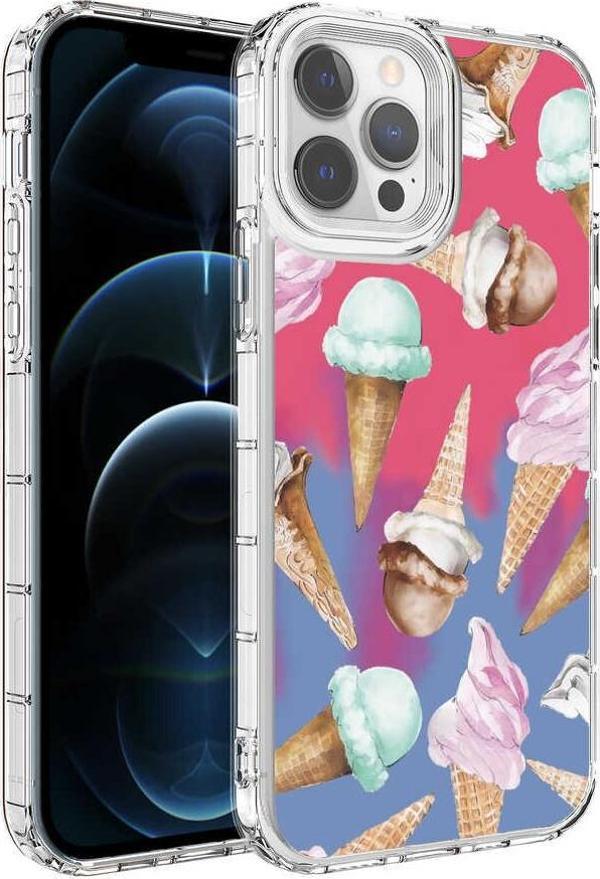iPhone 12 Pro Max Kılıf Renkli Desenli Sert Silikon Korn Kılıf NO9 - Image 1