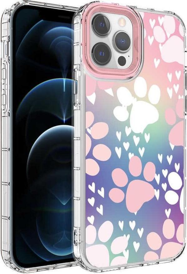 iPhone 12 Pro Max Kılıf Renkli Desenli Sert Silikon Korn Kılıf NO7 - Image 1