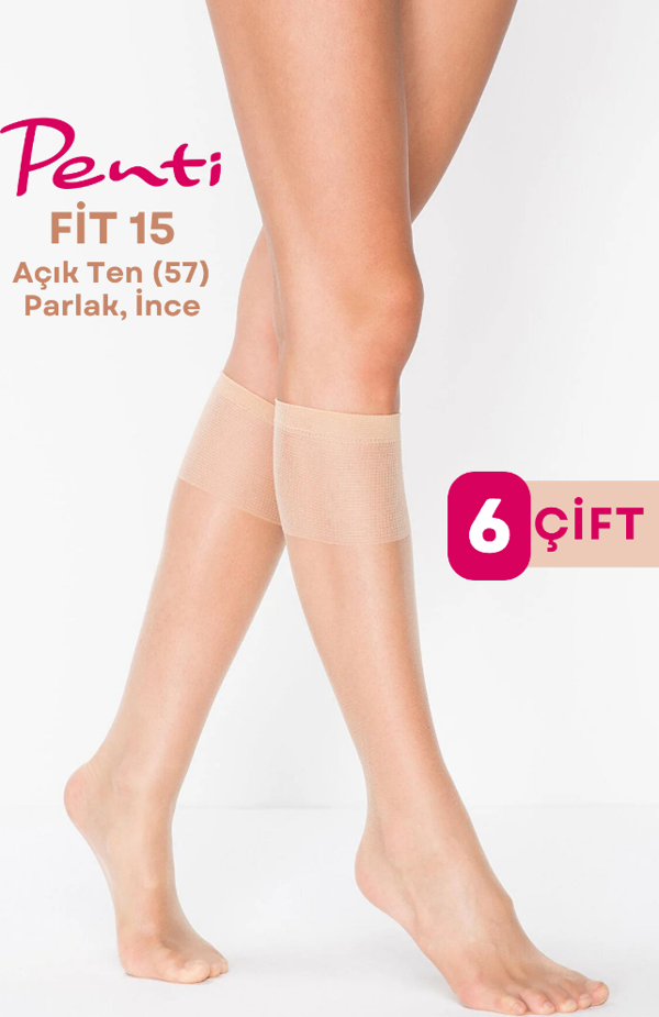 Penti Fit 15 Den Parlak İnce Diz Altı Çorap Ten/Nude (57) 6 Çift - Image 1