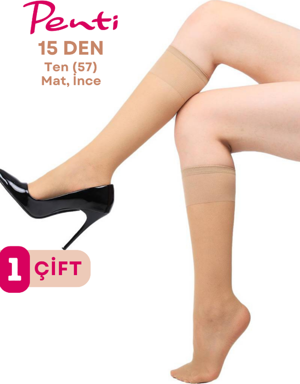 Penti Süper 15 Den Mat İnce Diz Altı Çorap Ten/Nude (57) - Image 1