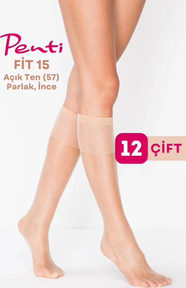Penti Fit 15 Den Parlak İnce Diz Altı Çorap Ten/Nude (57) 12 Çift - Image 1