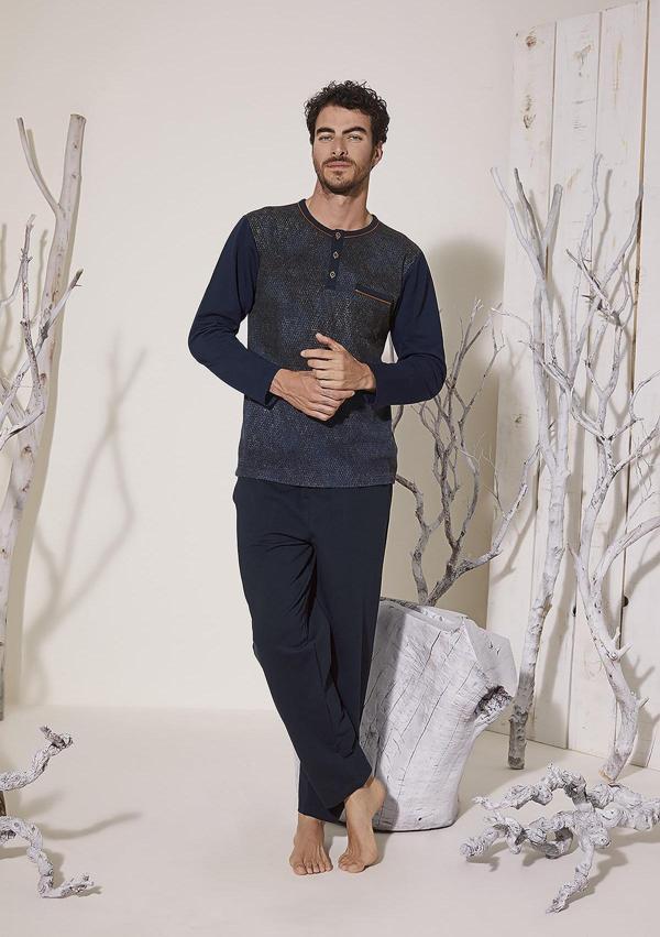 KLY 8026 Erkek Yaka Reçme Pijama Takım - Image 1
