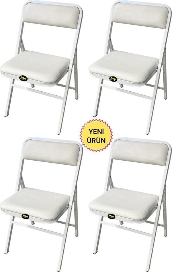 Hey Katlanır Kamp Sandalyesi Piknik Sandalyesi Beyaz - Image 1