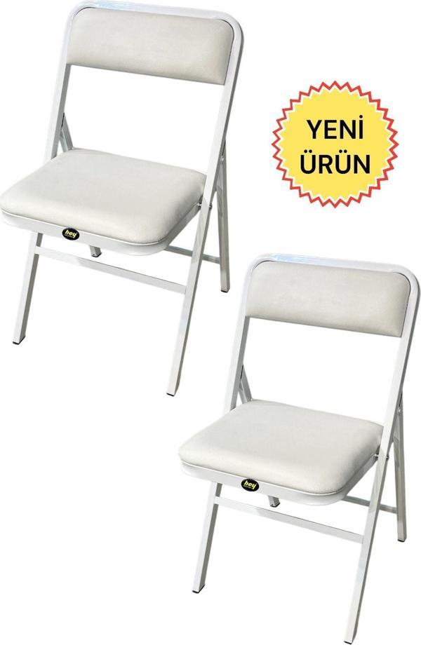 Hey Katlanır Kamp Sandalyesi Piknik Sandalyesi Beyaz - Image 1