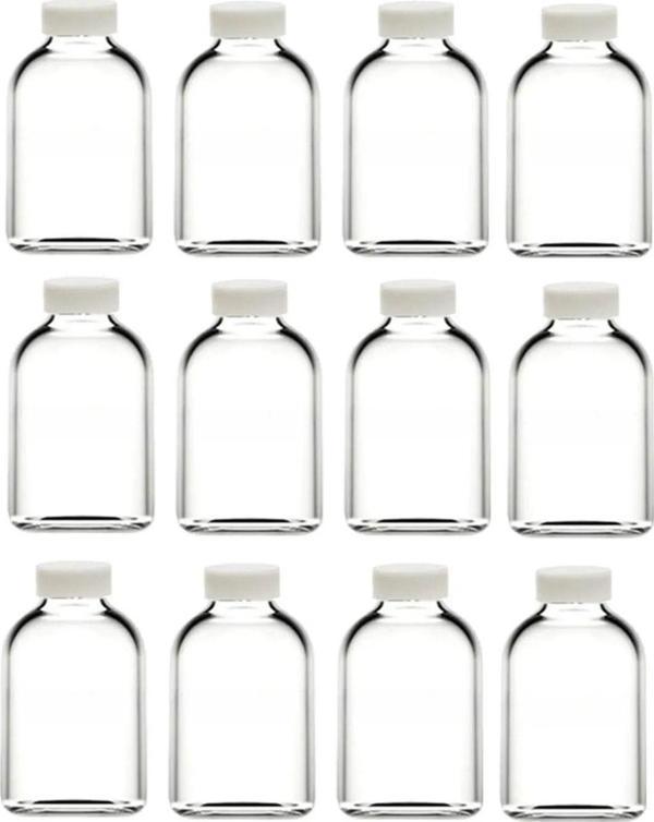 100 ml şeffaf cam mini ginger shot şişesi, 12 adet, detox şişesi, sızdırmaz kapaklı şişe, süs şişesi, kolonya şişesi, ko - Image 1