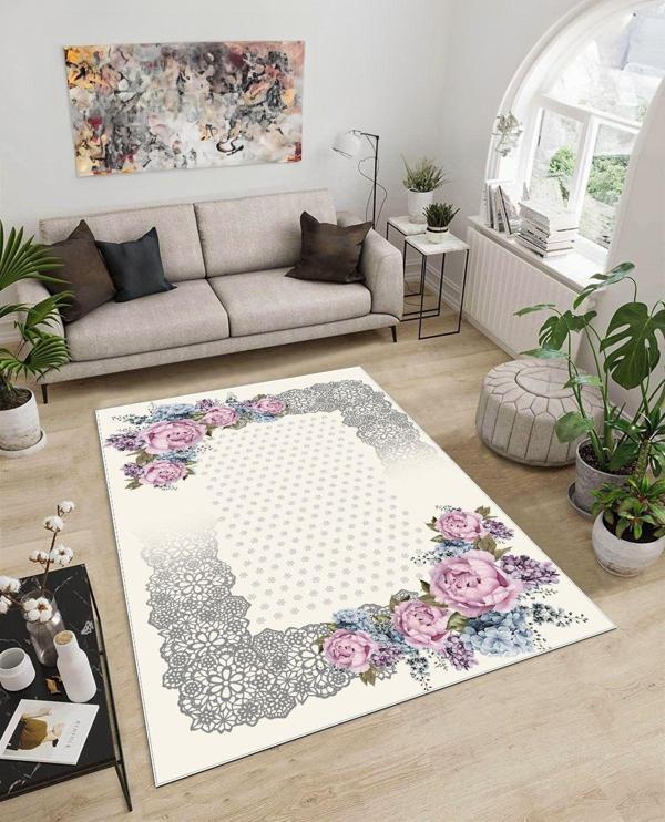 Dijidekor Işıltı Koleksiyonu Model287 Süngerli Dijital Baskılı Saçaksız Mutfak Halısı Yolluk - Image 1