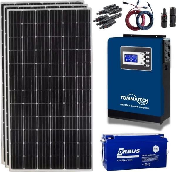 Güneş Enerjisi Bağ Evi Solar Paketi 1KVA İnverter 210W Güneş Paneli 150AH Jel Akü - Image 1