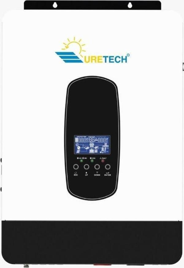 URETECH 3KVA 3KW 3000 W Watt Tam Sinüs Akıllı  MPPT  80A H.V. (55-450V) İnverter 24VDC-220VAC İnvertör - Image 1
