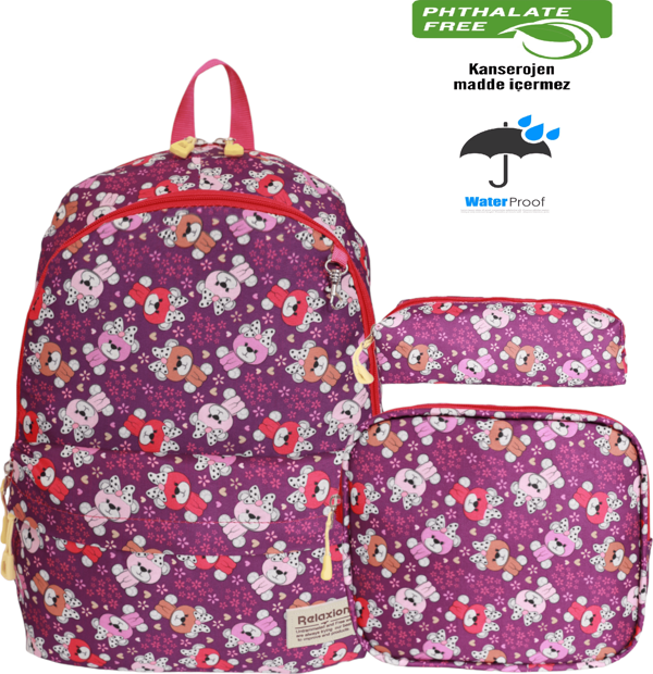 Kidessa 1671 Unisex Çocuk Beslenmeli İlkokul Çantası - NKT01671-MOR-TEK EBAT - Image 1