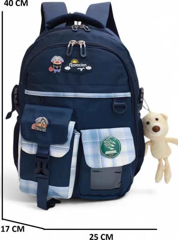 Relaxion 2174-1450 İthal Kore Tarzı Unisex Çocuk İlkokul Sırt Çantası - NKT02174-lacivert-TEKEBAT - Image 1