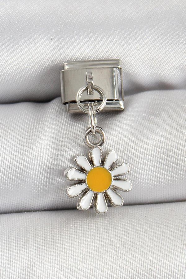 316L Çelik Gümüş Renk Papatya Model Nomination Charm - Image 1