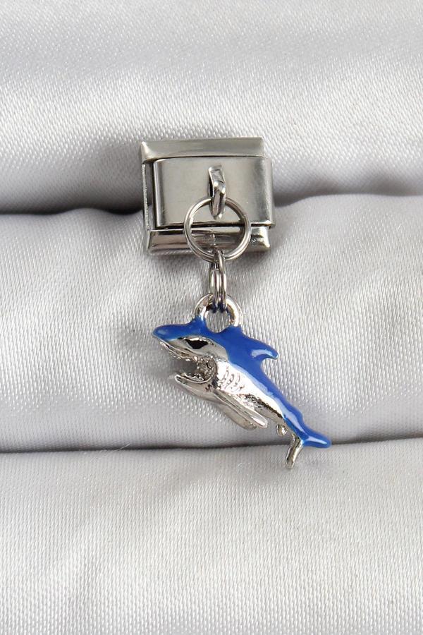 316L Çelik Sallantılı Köpekbalığı Model Gümüş Renk Nomination Charm - Image 1