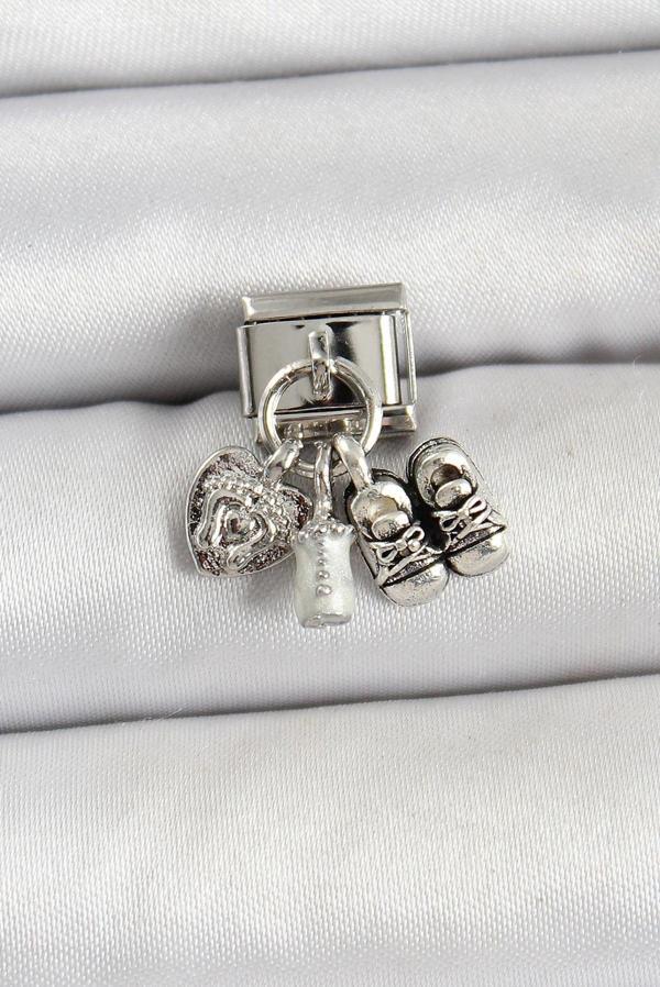 316L Çelik Gümüş Renk Bebek Konsept Nomination Charm - Image 1