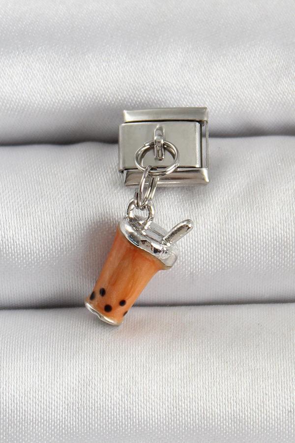 316L Çelik Gümüş Renk Bubble Tea Model Nomination Charm - Image 1
