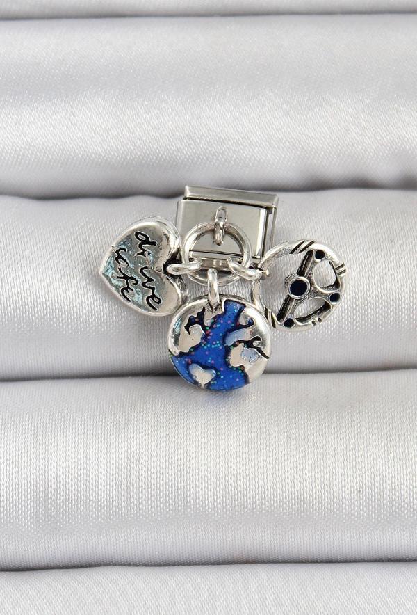 316L Çelik Gümüş Renk Travel Model Nomination Charm - Image 1