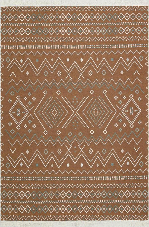 BEIGE BLUE Yıkanabilir Çift Taraflı Modern Desenli Dokuma Kilim - Image 1