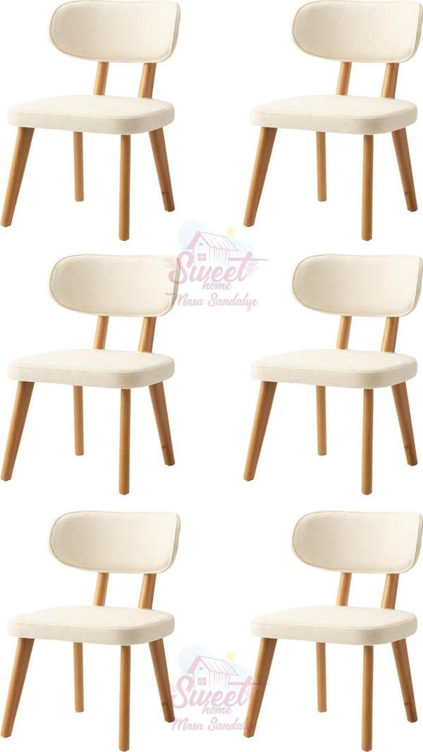 Masal Ahşap Gürgen Sandalye  6 Lı Set Cafe,Restaurant,Mutfak,Salon,Yemek Odası Sandalyesi  - Image 1