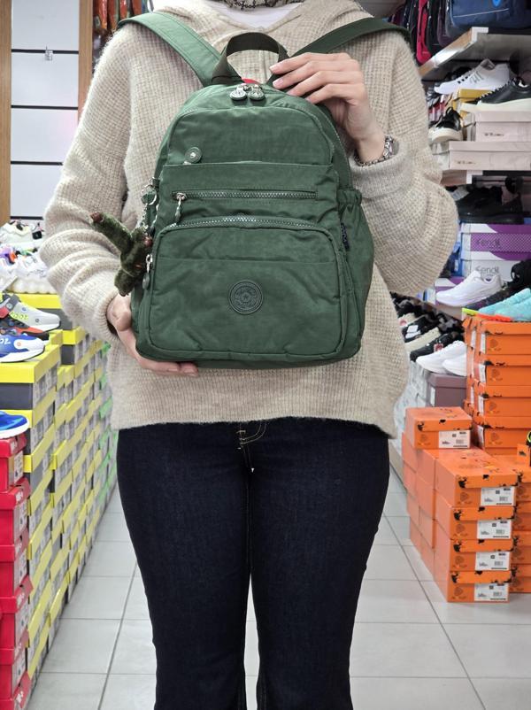 My Polo 2113-8745 Kadın Krinkıl Kumaş Çok Gözlü Astarlı Petli Su Geçirmez Günlük Mini Sırt Çantası - NKT02113-haki-TEKEBAT - Image 1