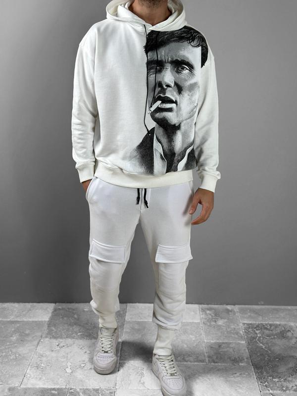Üç İplik Beyaz Thomas Hoodie - Image 1