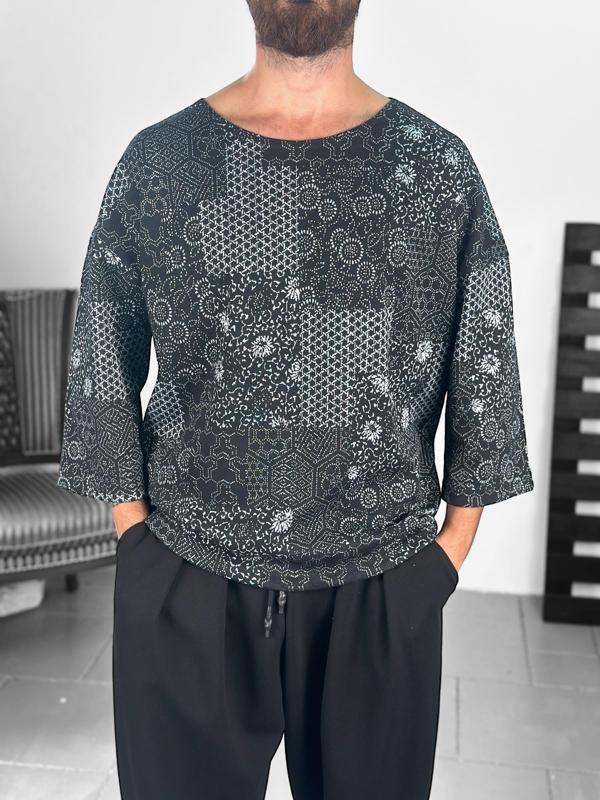Etnik Desenli Fakir Kol Sweat - Image 1