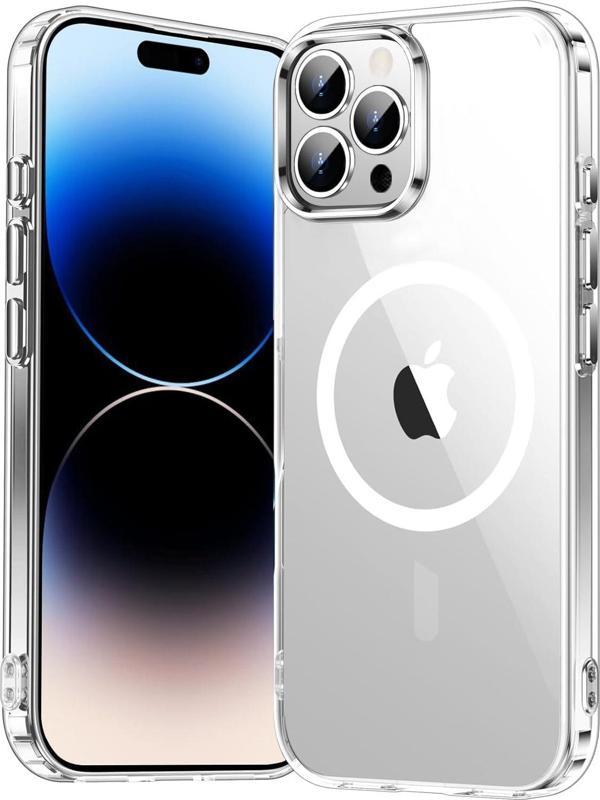 iPhone 14 Pro Uyumlu Köşe Korumalı Darbe Emici Sert Sararmaz Şeffaf Magsafe Kılıf - Image 1