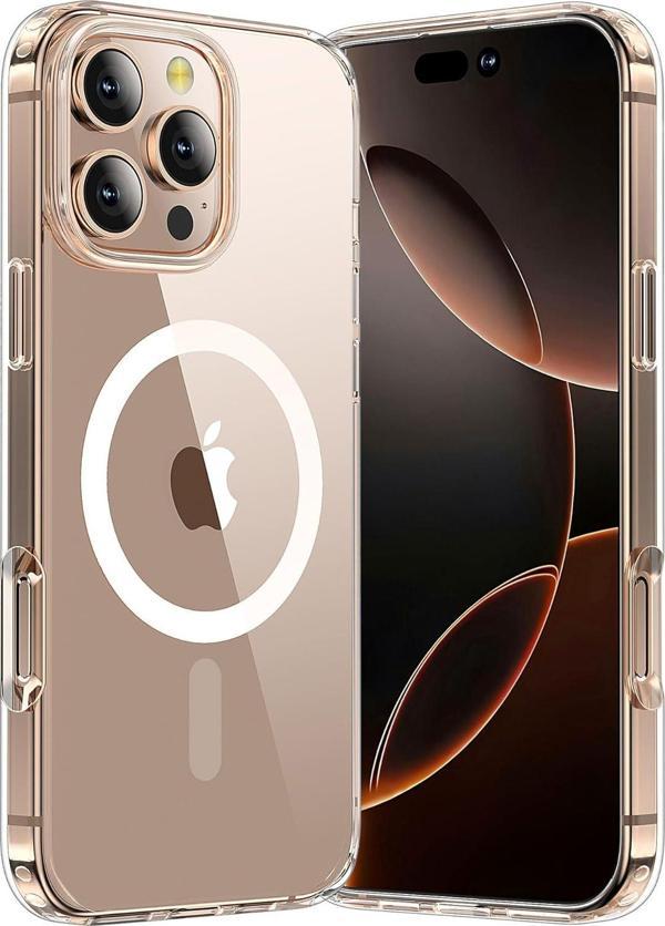 iPhone 16 Pro Uyumlu Köşe Korumalı Darbe Emici Sert Sararmaz Şeffaf Magsafe Kılıf - Image 1