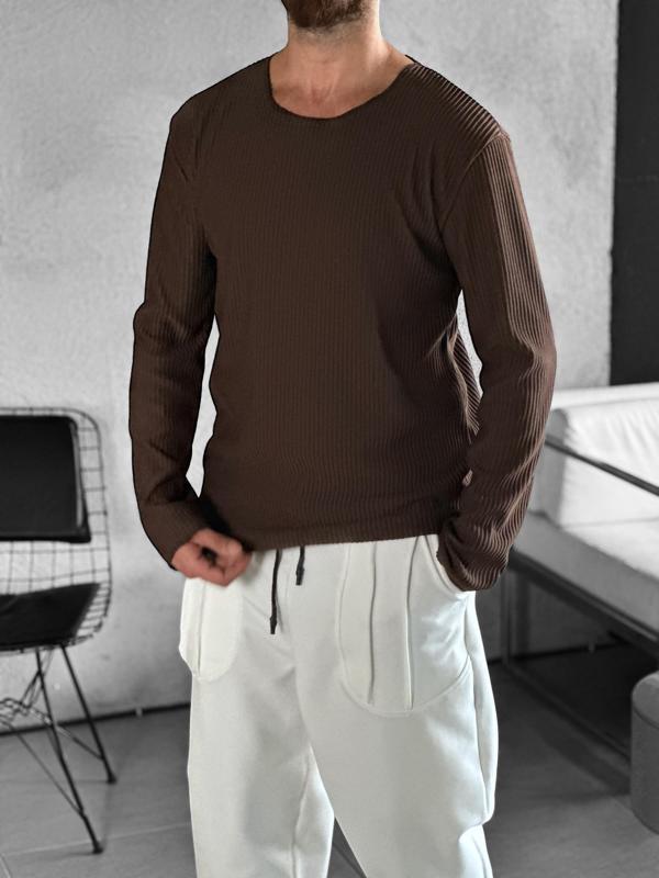 Fitilli Kumaş Kahverengi Sweat - Image 1