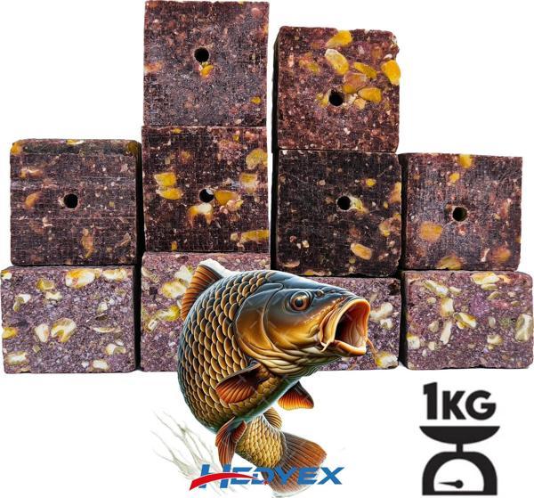 Hedyex 1Kg Sazan Küspesi Delikli Küp Çilekli Mısır Küspesi Kare - Image 1