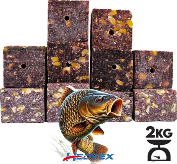 Hedyex 2Kg Sazan Küspesi Delikli Küp Çilekli Mısır Küspesi Kare - Image 1