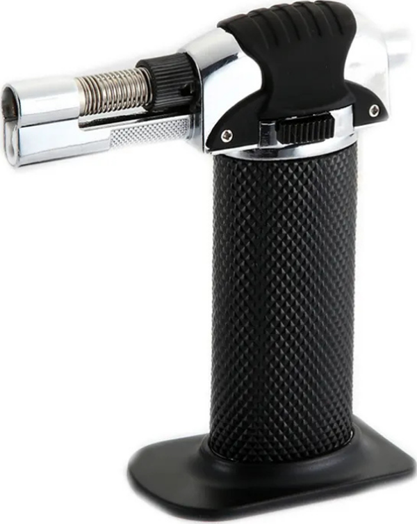 PremiumQuality Tek Torch Pürmüz Siyah Gümüş Metal Masa Tipi Puro Çakmağı - Image 1