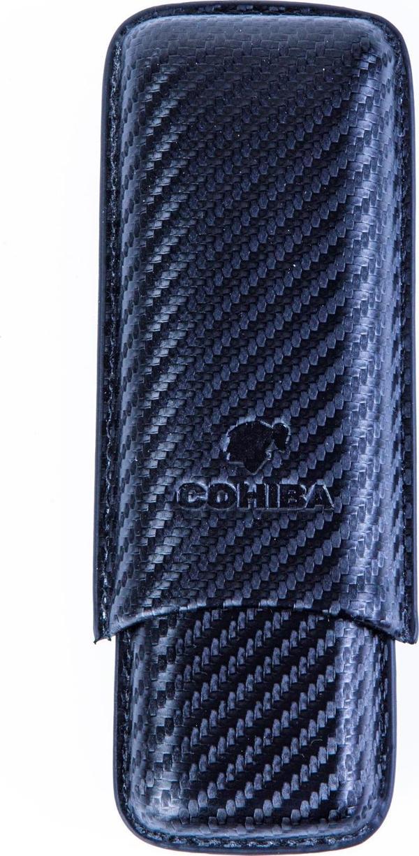 Cohiba Siyah Karbon Desenli İkili Deri Puro Kılıfı - Image 1