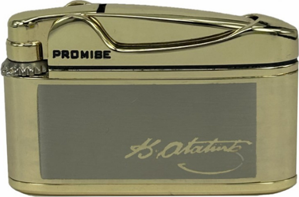 Promise Soft Flame Gold Atatürk İmzalı Metal Çakmak - Image 1