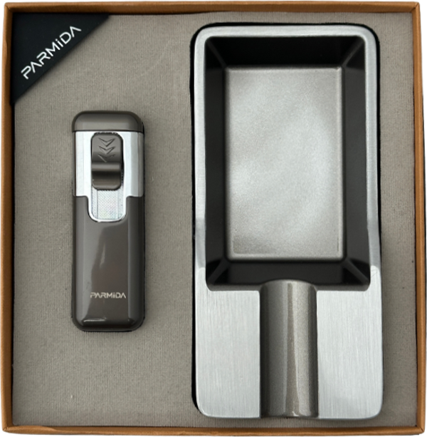 Parmida Çakmak Küllük Gunmetal İkili Puro Seti - Image 1