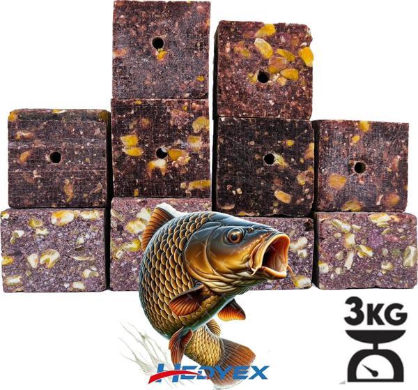Hedyex 3Kg Sazan Küspesi Delikli Küp Çilekli Mısır Küspesi Kare - Image 1