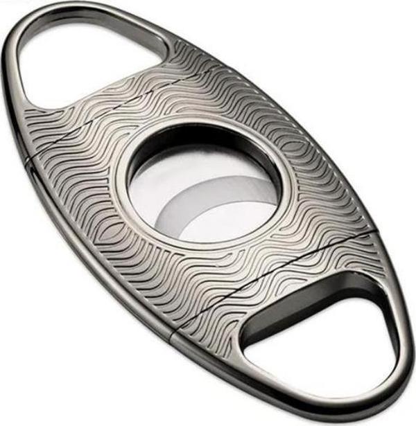 Gümüş İşlemeli Desenli Metal Puro Makası Kesici - Image 1