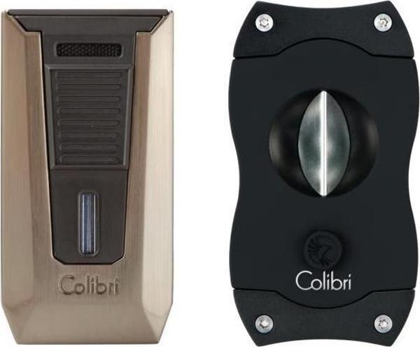 Colibri Slide 2 Torch Bronz Çakmak Siyah V Puro Kesici Premium Puro Seti - Image 1
