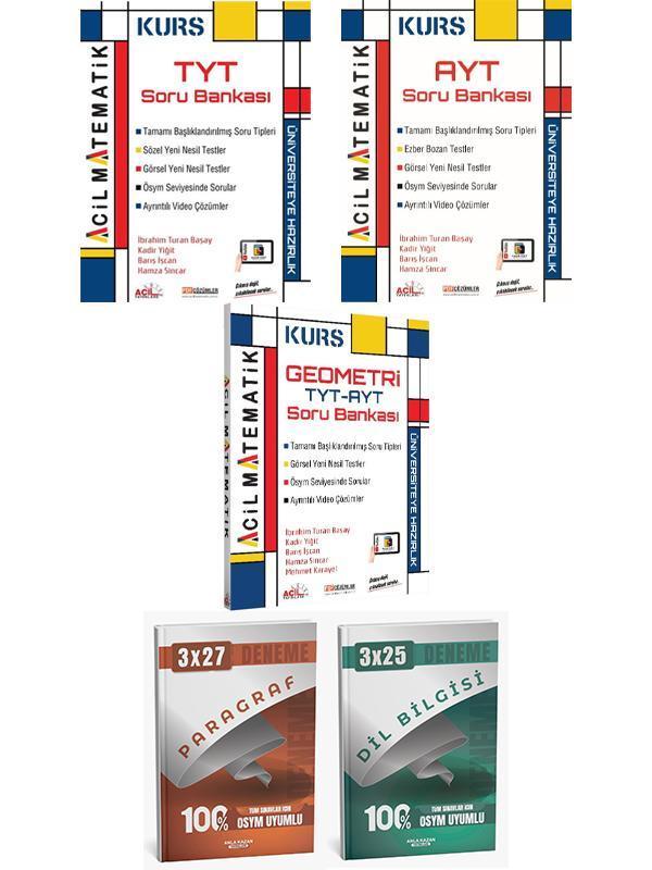 Acil + Anla Kazan 2026 TYT AYT Matematik Geometri Soru + Paragraf Dil Bilgisi Deneme 4 lü Set - Anla Kazan Yayınları - Image 1
