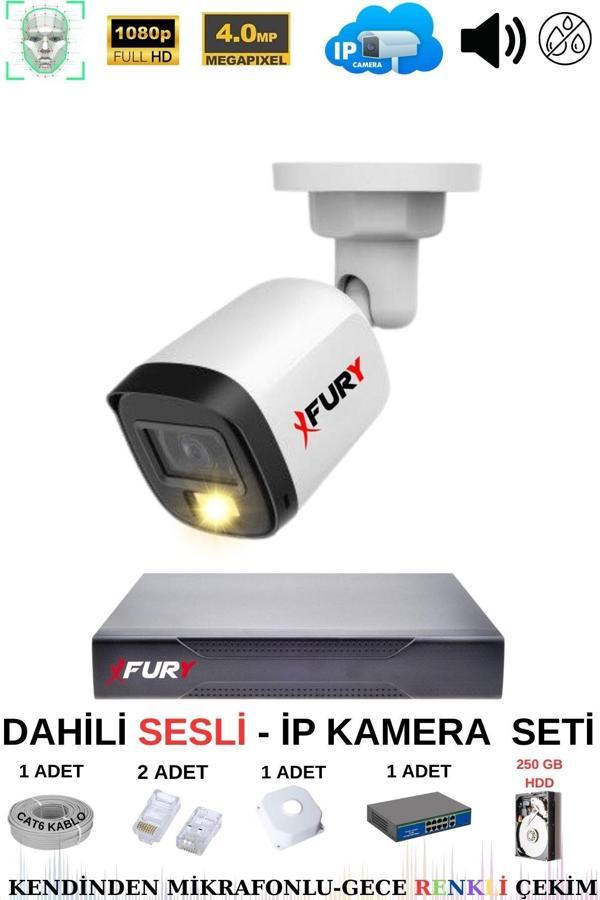 FURY Ip Güvenlik Kamera Seti 1 Kameralı Sesli 4mp Gece Renkli Su Geçirmez Ip5515s 250gb - Image 1