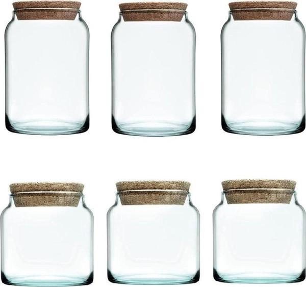 Paşabahçe Aware Mantar Kapak Cam Kavanoz - Erzak Saklama Kavanozu 6 Lı Set - Image 1