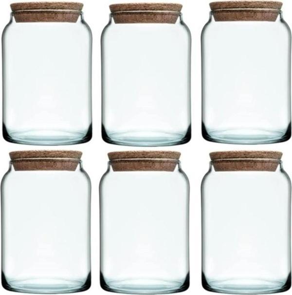 Paşabahçe Mantar Kapaklı Cam Kavanoz, Yeşil Renk 1130 Cc 6 Adet - Image 1