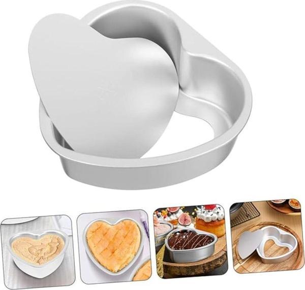 Tomurcukhome Kek Kalıbı Kalpli Bisküvi Kalp Şeklinde Alüminyum 1 Adet Ağız Çapı 20 Cm Yükseklik 5,5 Cm - Image 1