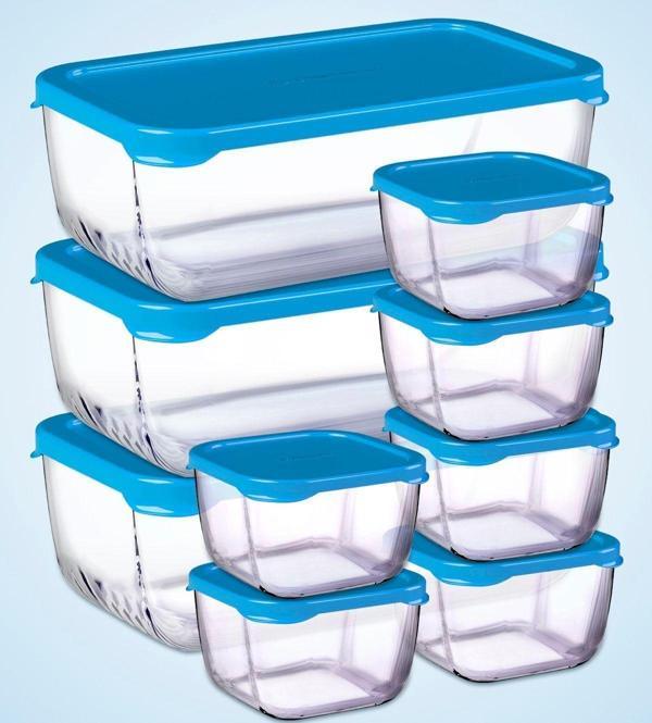 Paşabahçe 9 Parça Snowbox Mavi Kapaklı Saklama Kabı Takımı / 3 Büyük + 6 Küçük / Özel Set - Image 1