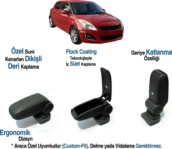 SUZUKİ SWİFT ARACA ÖZEL KOL DAYAMA KOLÇAK VİDASIZ 2005 2006 2007 2008 2009 2010 2011 2012 2013 2014 2015 2016 2017 - Image 1