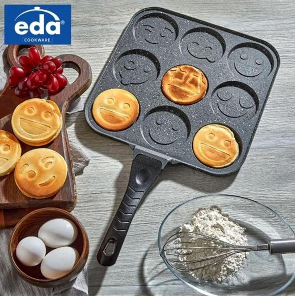 Eda granit kare pankek tava 28 cm gülen yüz emojili pankek tavası - Image 1