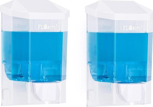 Duvara monteli 2 li flosoft sıvı sabunluk 1000 ml.beyaz f086 - Image 1