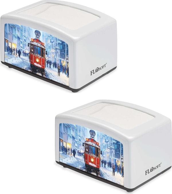 Masa üstü yatay dispenser peçetelik - flosoft 2 li peçetelik beyaz - Image 1